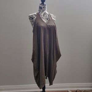 Enzuvan Over sized Long Sleeveless Dress in Khaki